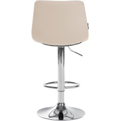 Taburete de bar Jerry de piel sintética color crema cromado
