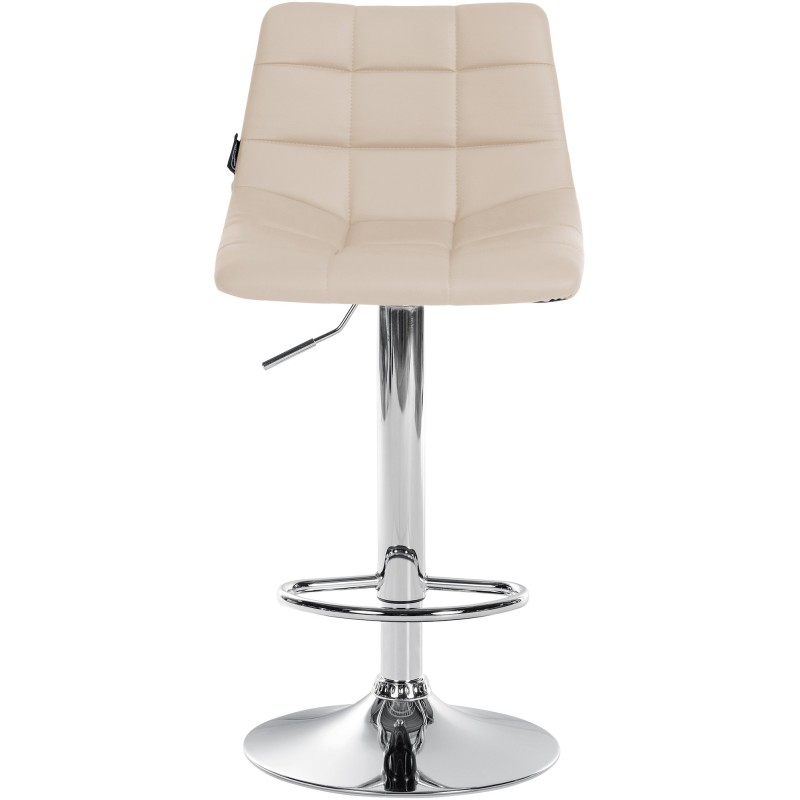 Taburete de bar Jerry de piel sintética color crema cromado