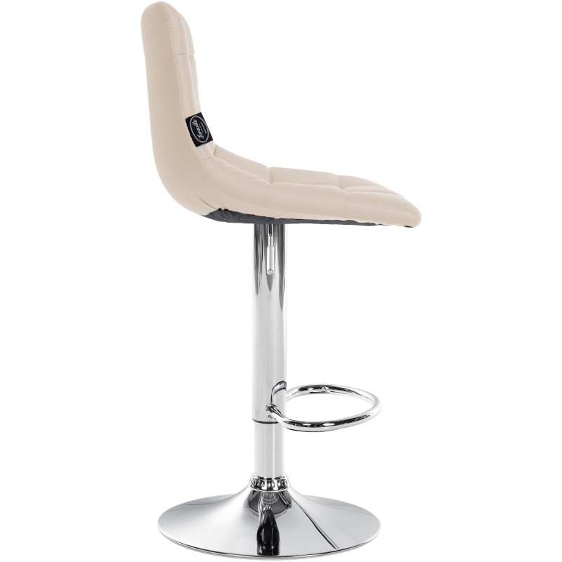 Taburete de bar Jerry de piel sintética color crema cromado