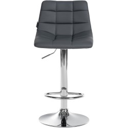 Taburete de bar Jerry en piel sintética cromada gris