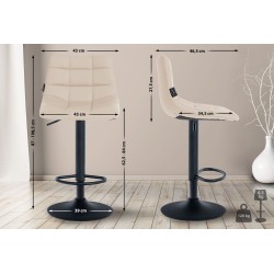 Taburete de bar Jerry en piel sintética color negro y crema