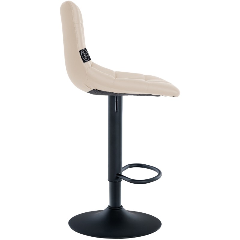 Taburete de bar Jerry en piel sintética color negro y crema