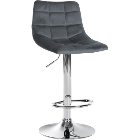 Taburete de bar Jerry en terciopelo cromado gris oscuro