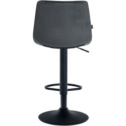 Taburete de bar Jerry en terciopelo negro y gris oscuro