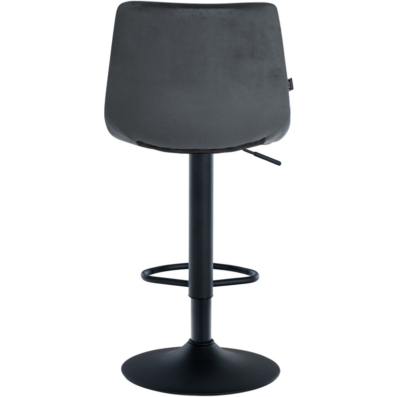 Taburete de bar Jerry en terciopelo negro y gris oscuro