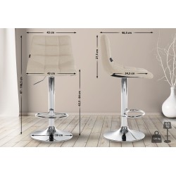 Taburete de bar Jerry en tela cromada color crema