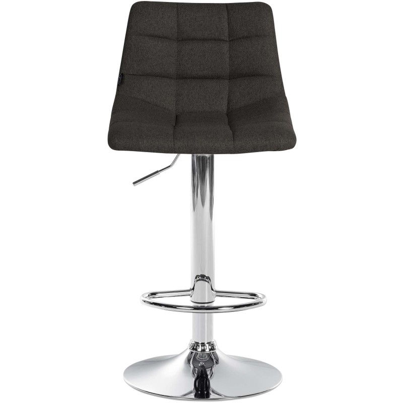 Taburete de bar Jerry en tela cromada gris oscuro