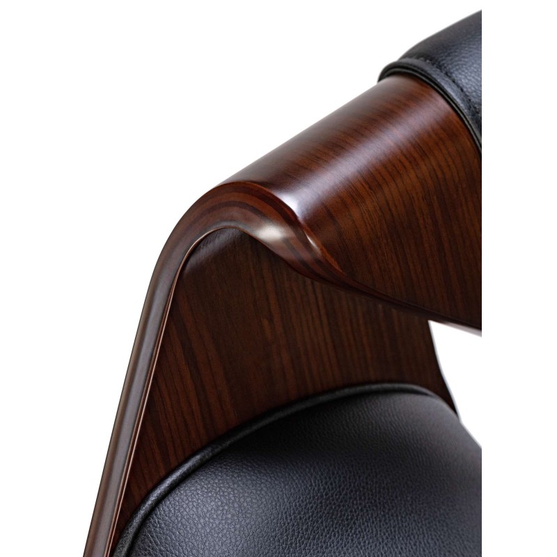 Taburete de bar Foley, piel sintética, nogal/negro