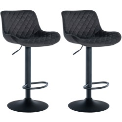 Juego de 2 taburetes de bar Minosa en terciopelo negro