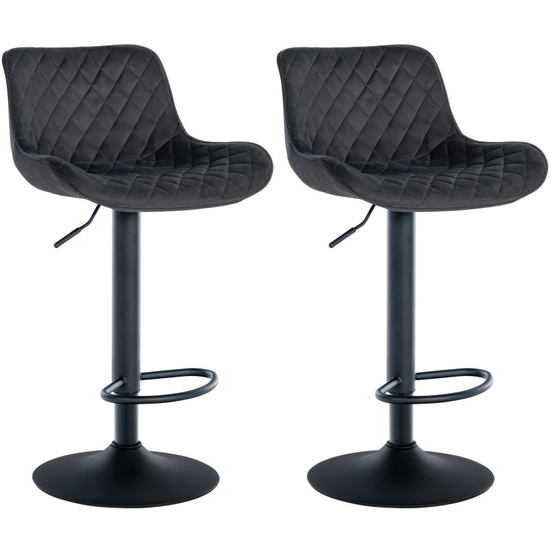 Juego de 2 taburetes de bar Minosa en terciopelo negro