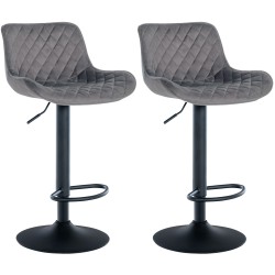 Juego de 2 taburetes de bar Minosa en terciopelo gris oscuro
