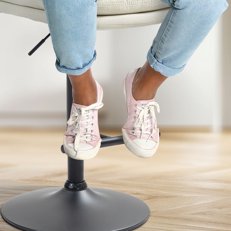 Taburete de bar Damar en tela negra y crema