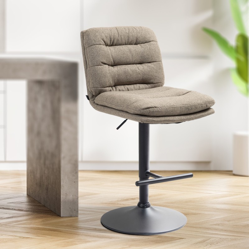 Taburete de bar Damar en tela negra topo