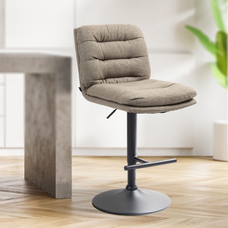 Taburete de bar Damar en tela negra topo