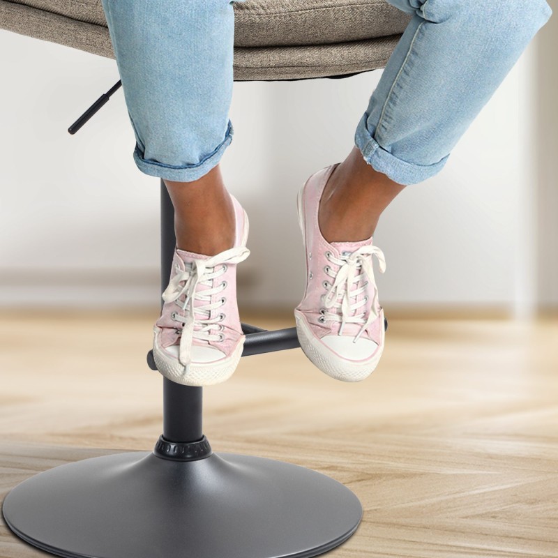 Taburete de bar Damar en tela negra topo