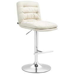 Taburete de bar de tela cromada color crema Damar