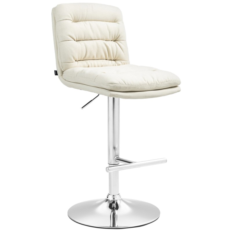 Taburete de bar de tela cromada color crema Damar