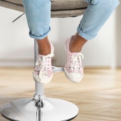 Taburete de bar Damar en tela cromada color topo