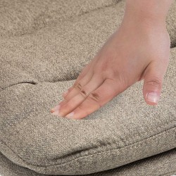 Taburete de bar Damar en tela cromada color topo