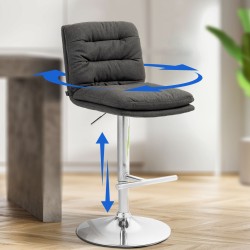 Taburete de bar Damar en tela cromada gris oscuro