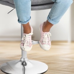 Taburete de bar Damar en tela gris cromo