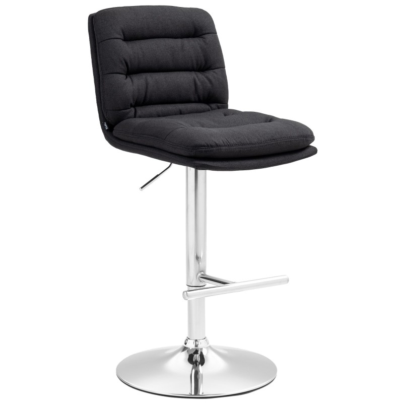 Taburete de bar Damar en tela cromada negra