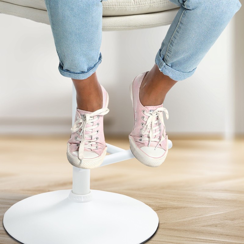 Taburete de bar de tela Damar color blanco crema