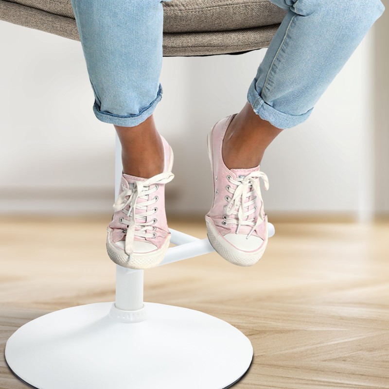 Taburete de bar Damar en tela blanca topo