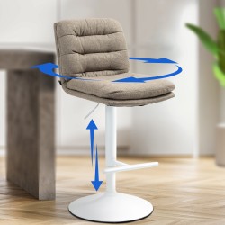 Taburete de bar Damar en tela blanca topo