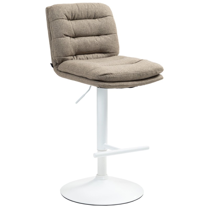 Taburete de bar Damar en tela blanca topo