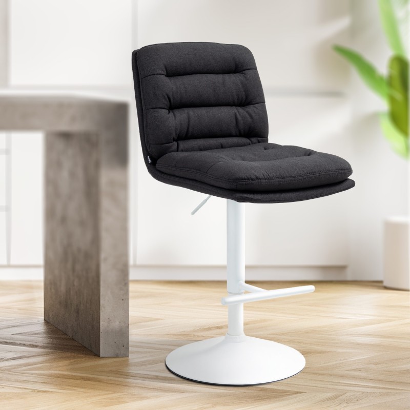 Taburete de bar Damar en tela blanca y negra