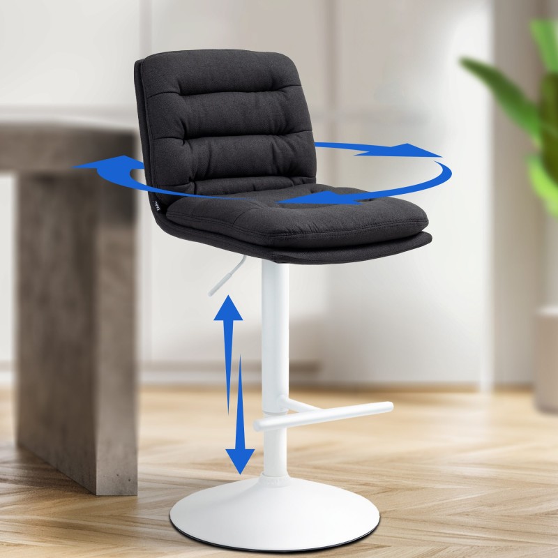 Taburete de bar Damar en tela blanca y negra