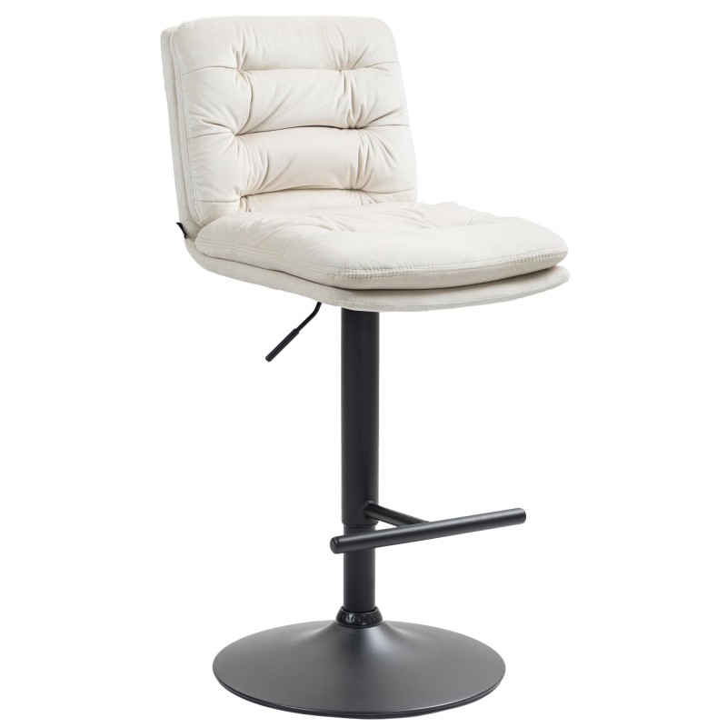 Taburete de bar Damar de terciopelo negro crema