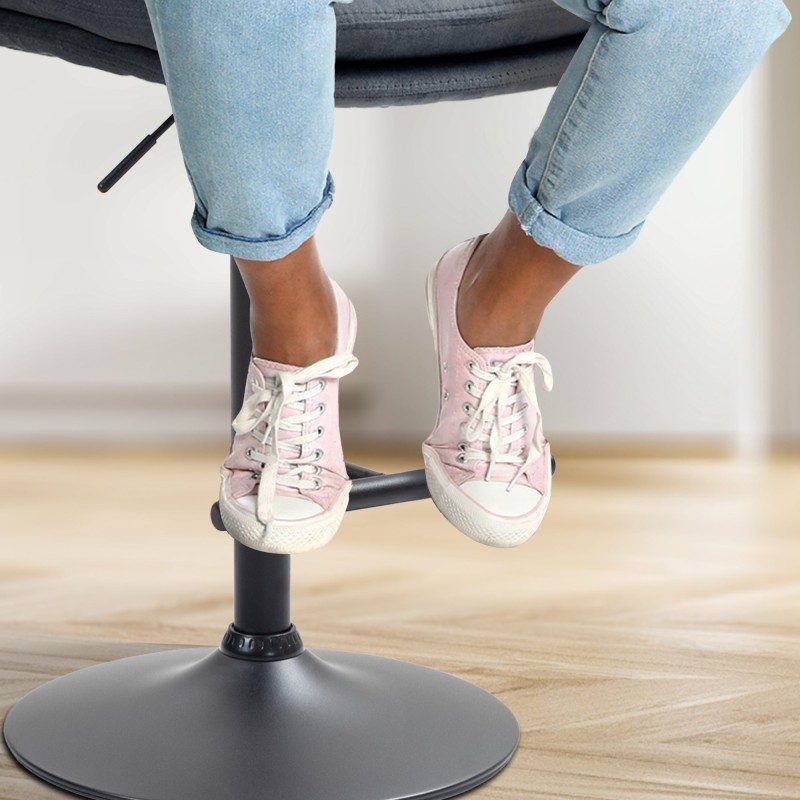 Taburete de bar Damar en terciopelo negro y gris oscuro