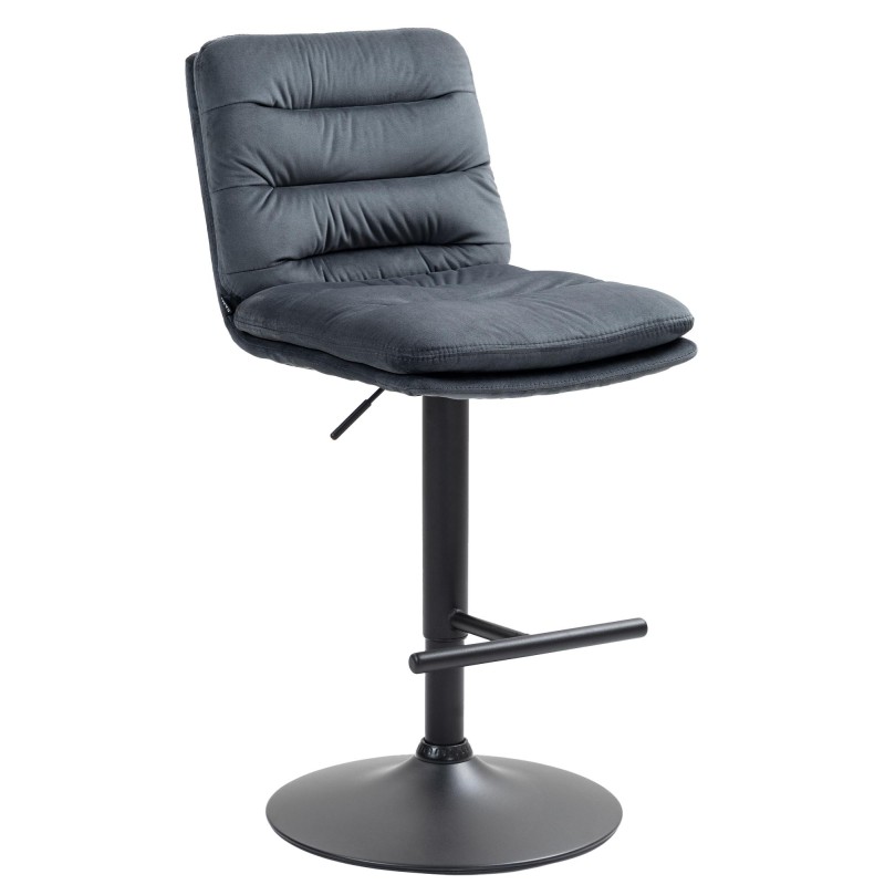 Taburete de bar Damar en terciopelo negro y gris oscuro