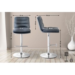 Taburete de bar Damar en terciopelo gris oscuro cromado