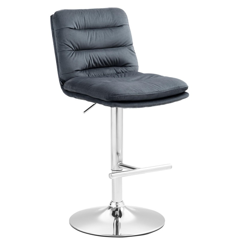 Taburete de bar Damar en terciopelo gris oscuro cromado