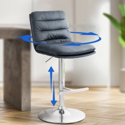 Taburete de bar Damar en terciopelo gris oscuro cromado