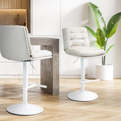 Taburete de bar de terciopelo blanco crema Damar