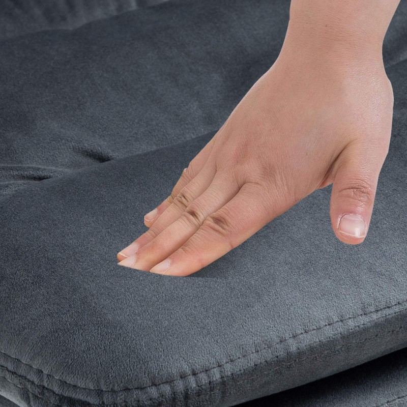 Taburete de bar Damar en terciopelo blanco y gris oscuro