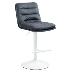 Taburete de bar Damar en terciopelo blanco y gris oscuro