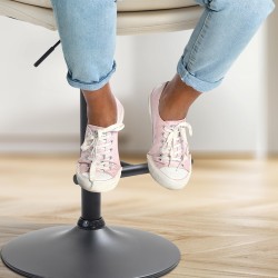 Taburete de bar Damar, piel sintética negra y crema