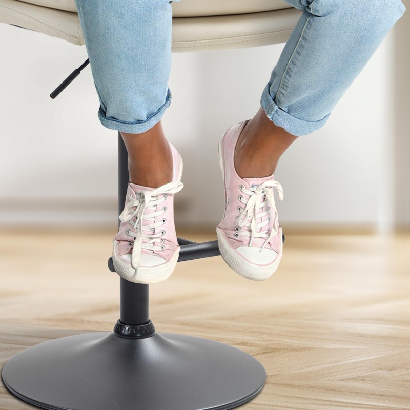 Taburete de bar Damar, piel sintética negra y crema