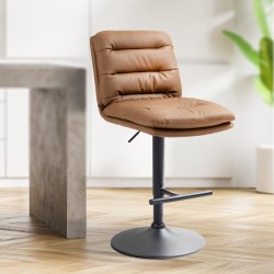 Taburete de bar Damar, negro/marrón claro, piel sintética