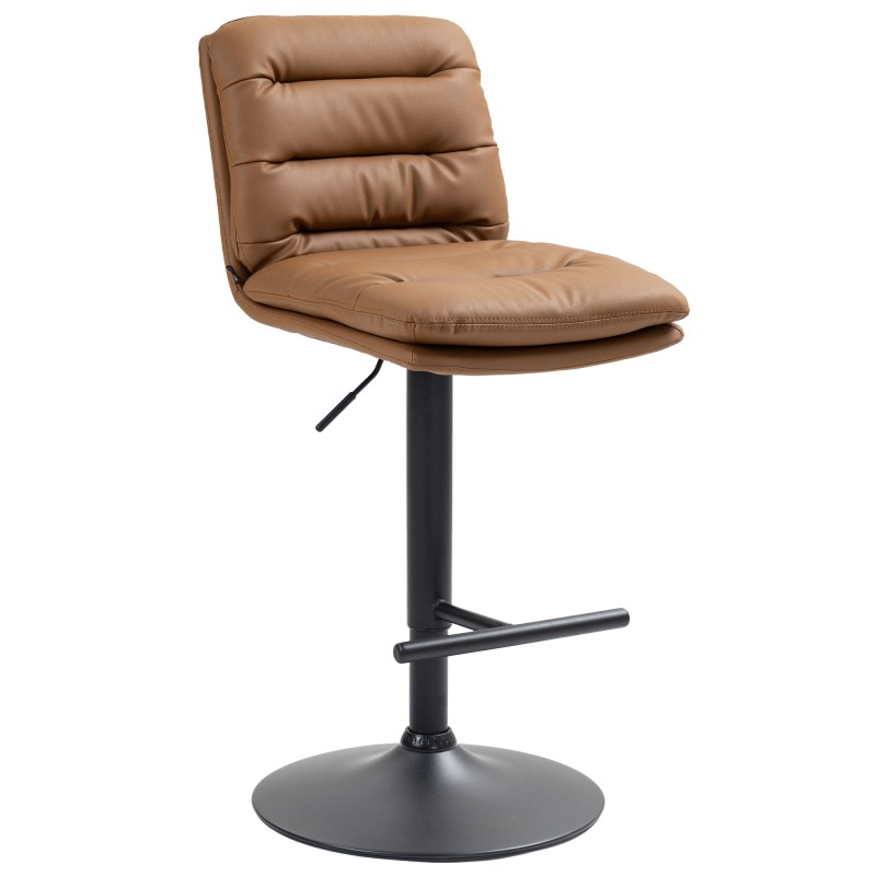 Taburete de bar Damar, negro/marrón claro, piel sintética