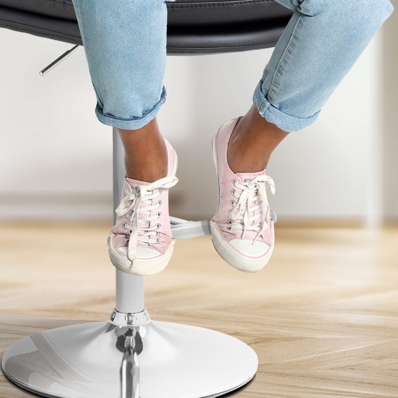 Taburete de bar Damar, piel sintética, cromo negro