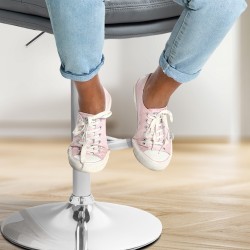 Taburete de bar Damar, piel sintética, gris cromo