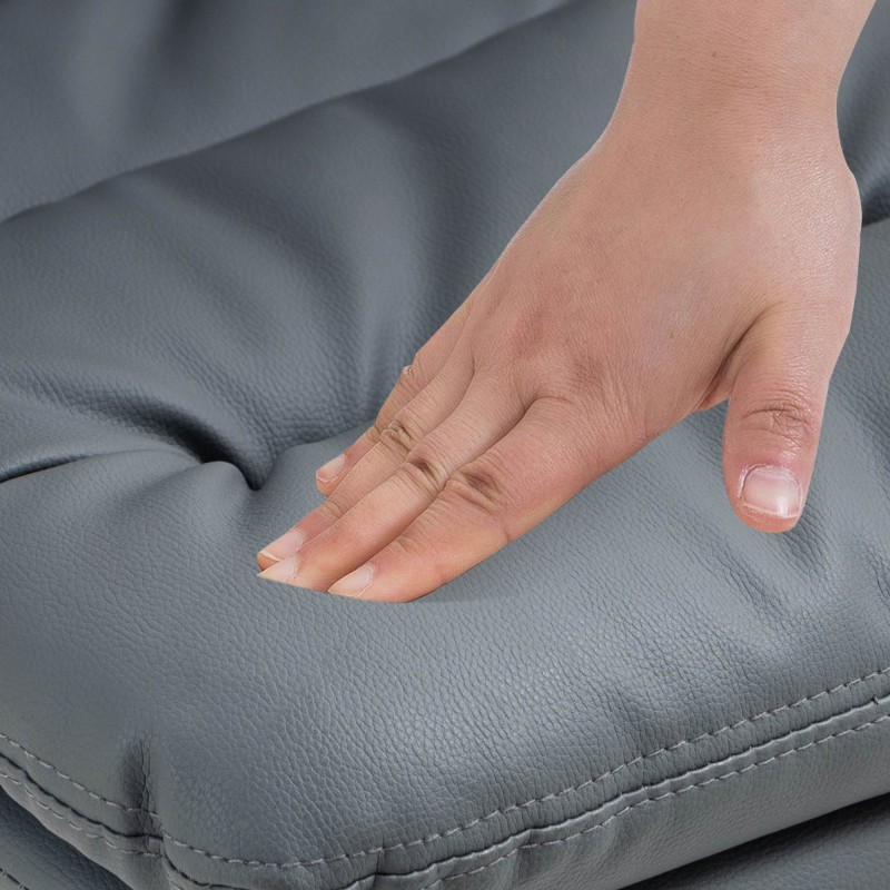 Taburete de bar Damar, piel sintética, gris cromo