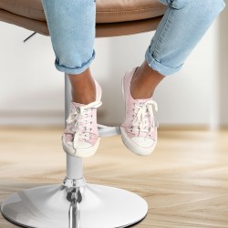 Taburete de bar Damar, piel sintética, cromado, marrón claro