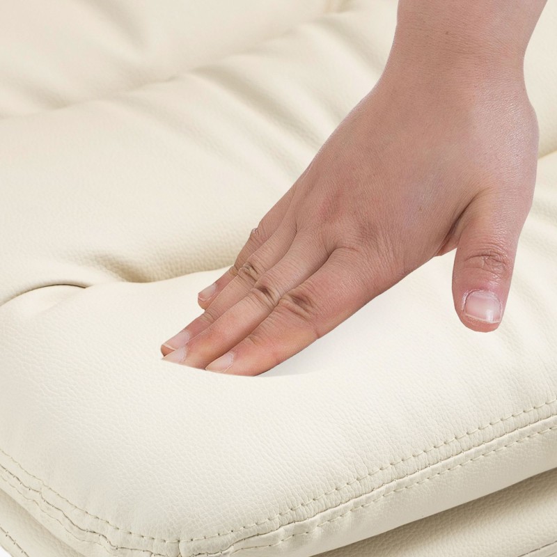 Taburete de bar Damar, piel sintética blanca y crema